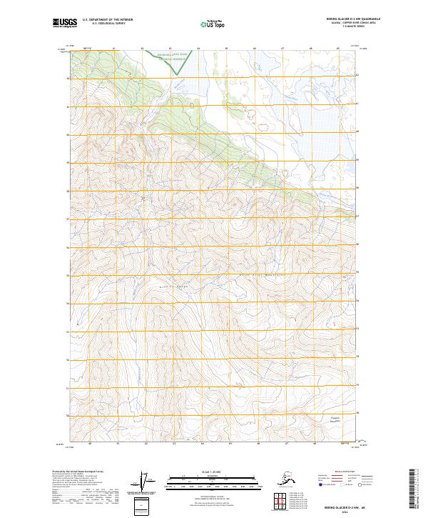 Bering Glacier D-2 NW topographic map thumbnail