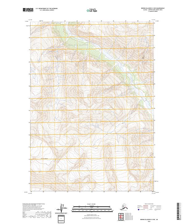 Bering Glacier D-3 NW topographic map thumbnail