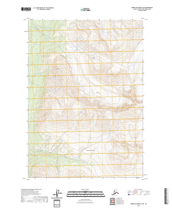 Bering Glacier D-5 NE topographic map thumbnail