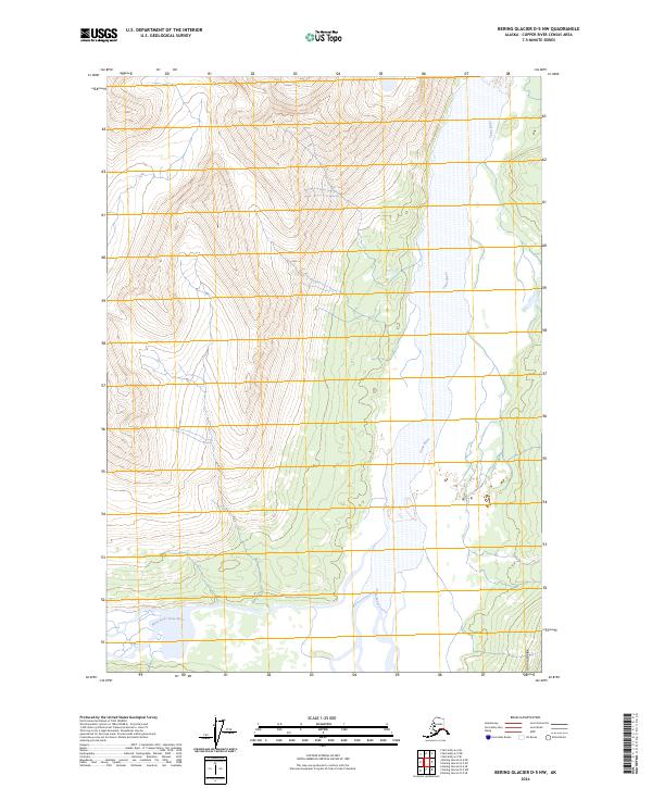 Bering Glacier D-5 NW topographic map thumbnail