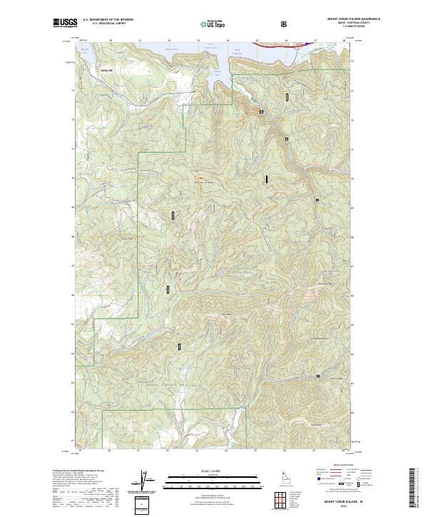 Mount Coeur D'Alene topographic map thumbnail