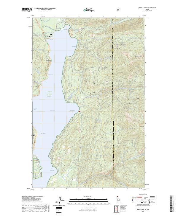 Priest Lake NE topographic map thumbnail
