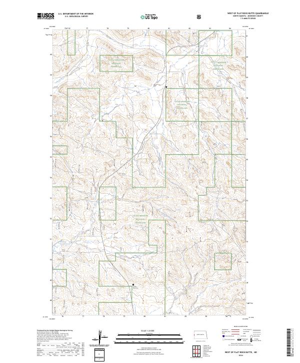 West of Flat Rock Butte topographic map thumbnail