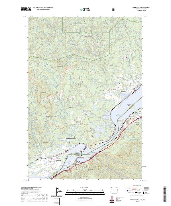 Bonneville Dam topographic map thumbnail