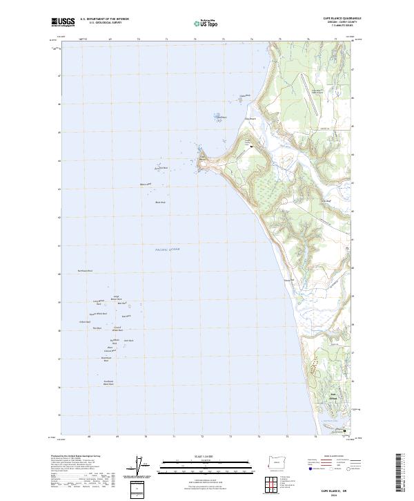 Cape Blanco topographic map thumbnail