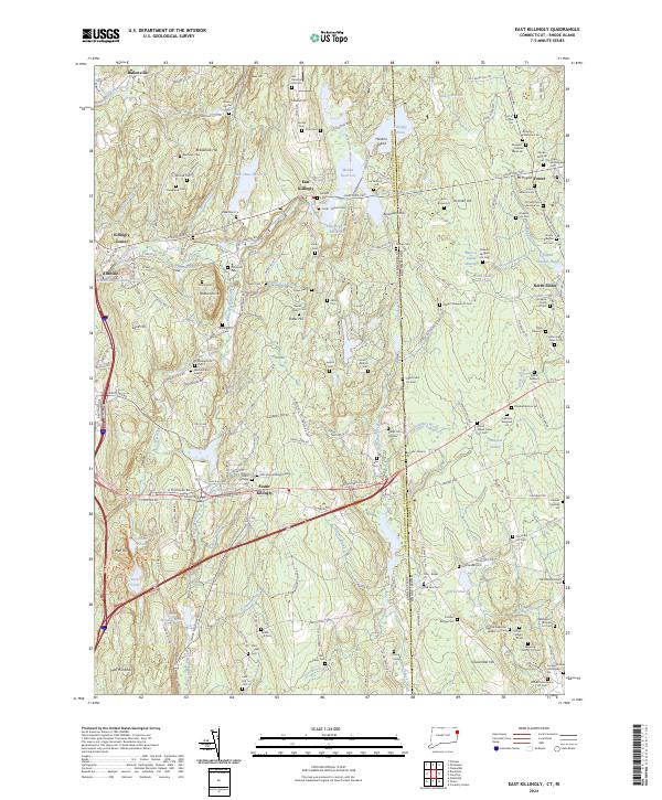 East Killingly topographic map thumbnail