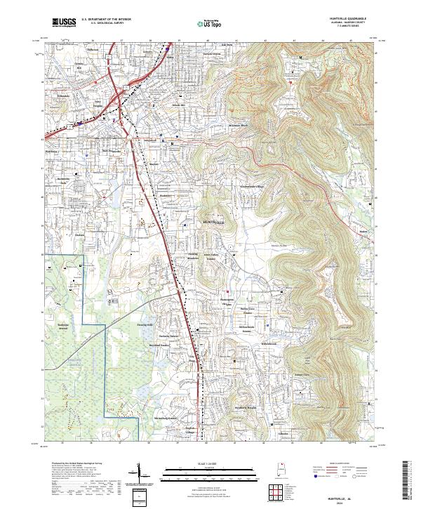 Huntsville topographic map thumbnail
