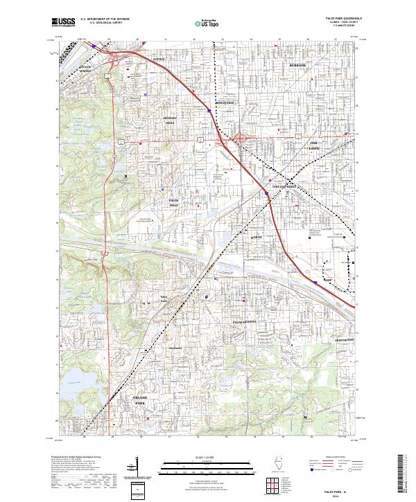 Palos Park 2024 topographic map thumbnail