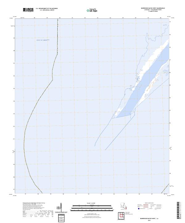 Burrwood Bayou West topographic map thumbnail