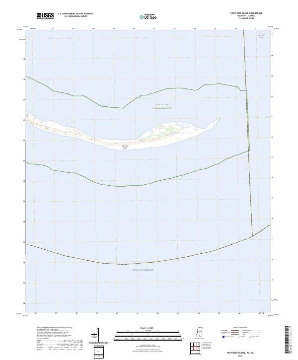 Petit Bois Island topographic map thumbnail