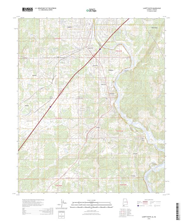 Lanett South 2026 topographic map thumbnail