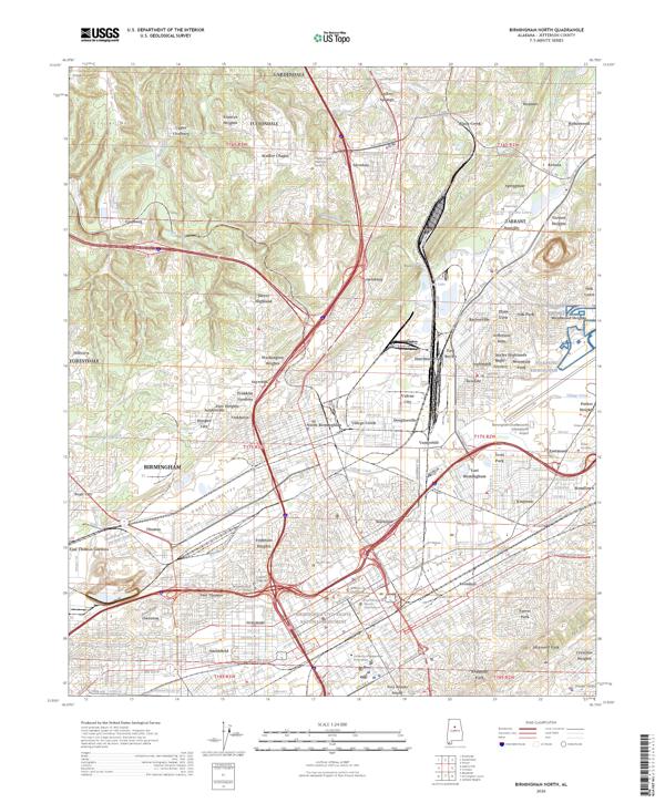 Birmingham North topographic map thumbnail