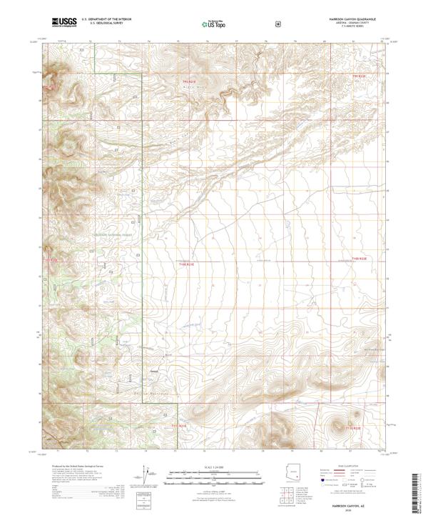 Harrison Canyon topographic map thumbnail
