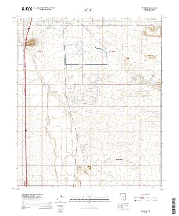 Tucson SW 2026 topographic map thumbnail