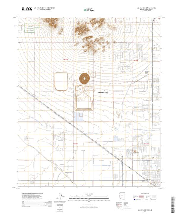 Casa Grande West topographic map thumbnail