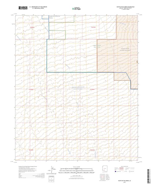 South of Gila Bend 2026 topographic map thumbnail