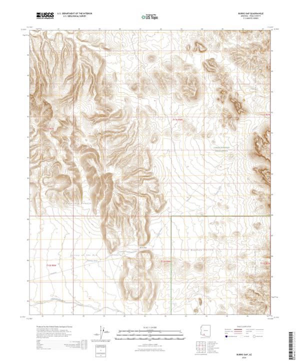 Burro Gap topographic map thumbnail