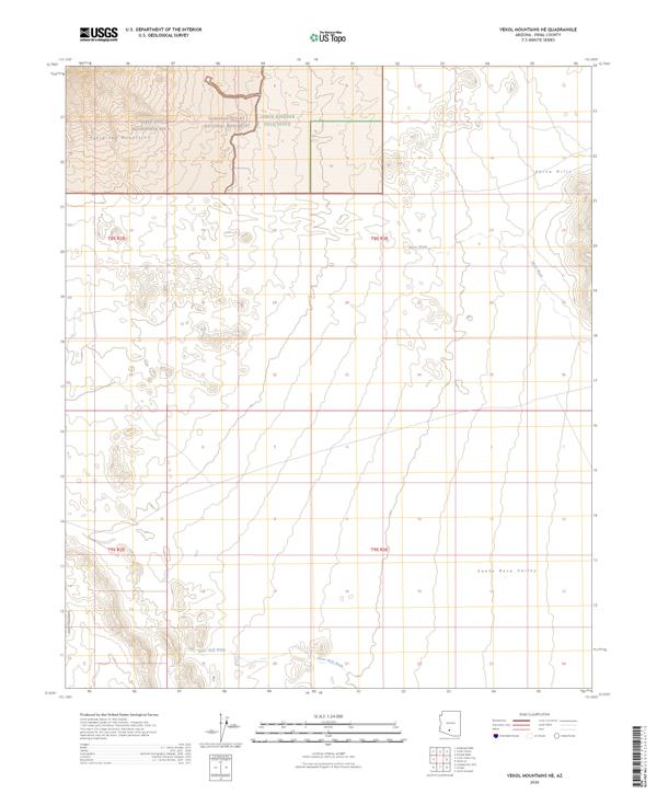 Vekol Mountains NE topographic map thumbnail