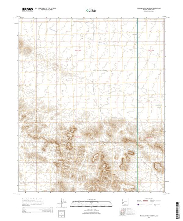Palomas Mountains NW topographic map thumbnail