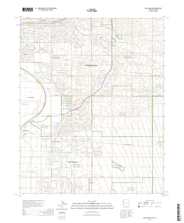Davis Dam SE topographic map thumbnail